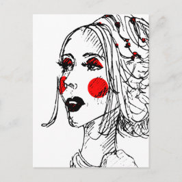 Cartão Postal Desenho do Modelo de Moda
