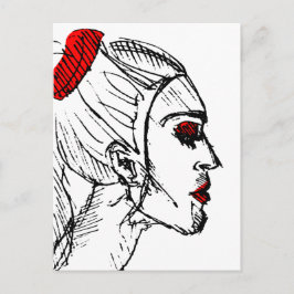 Cartão Postal Desenho do Modelo de Moda