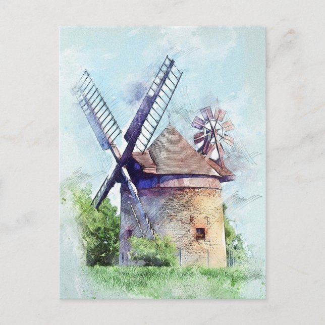 Cartão Postal Desenho do moinho (Frente)