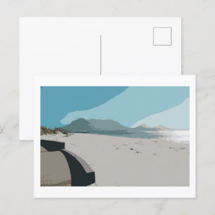 Cartão Postal Desenho do Oceano Montanhoso da Mesa do Cabo