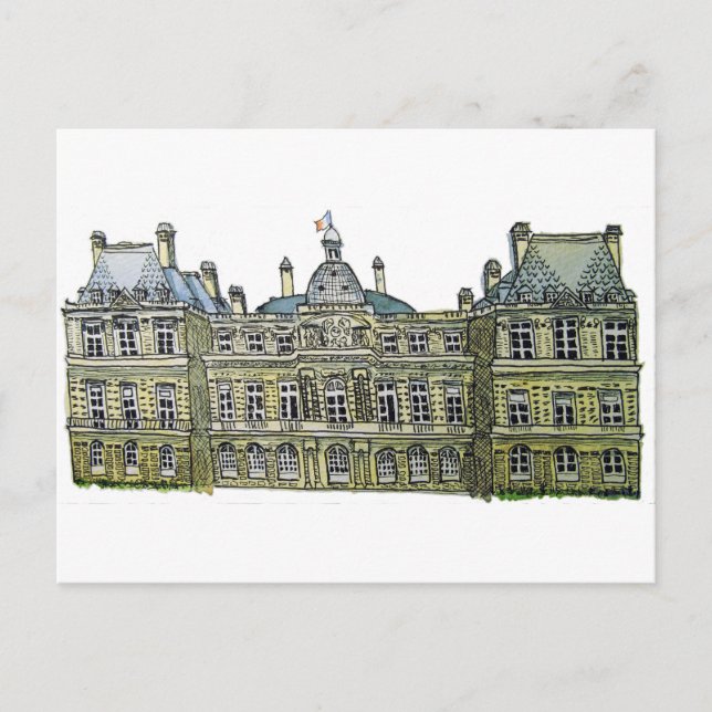 Cartão Postal Desenho do Palácio de Luxemburgo (Frente)