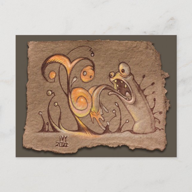 Cartão Postal Desenho do Papel da cinza: Mais Rápido (Frente)