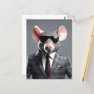 Cartão Postal desenho do rato engraçado