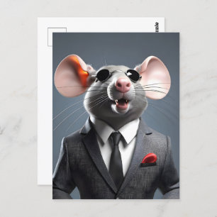 Cartão Postal desenho do rato engraçado
