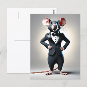 Cartão Postal desenho do rato engraçado