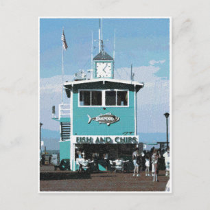 Cartão Postal Desenho do Restaurante Peixes e Chips