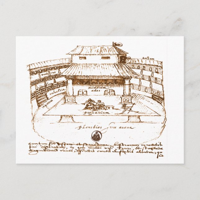 Cartão Postal Desenho do Teatro Swan de DeWitt (Frente)