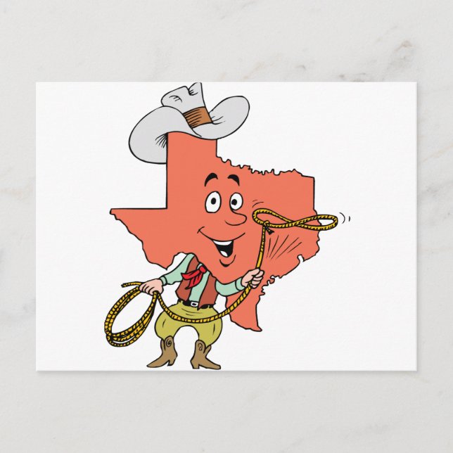 Cartão Postal desenho do texas cowboy (Frente)