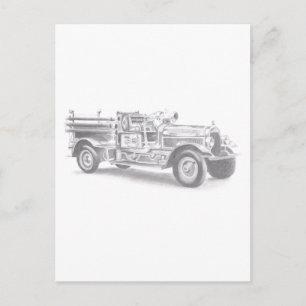 Cartão Postal desenho do vintage Firecaminhão