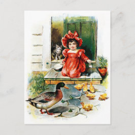 Cartão Postal Desenho do vintage: Um deleite para os patinhos
