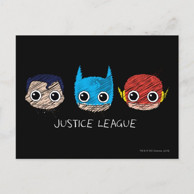 Cartão Postal Desenho dos Chefes da Mini Justice League (Frente)