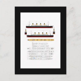 Cartão Postal Desenho e Diagrama Titanic do RMS