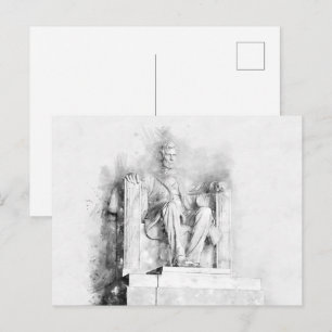Cartão Postal Desenho em aquarela e lápis do Memorial Lincoln