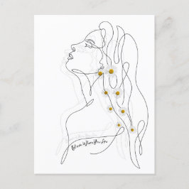 Cartão Postal Desenho em Linha da Arte da Mulher - Bloom onde vo