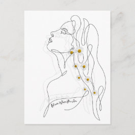 Cartão Postal Desenho em Linha da Arte da Mulher - Bloom onde vo