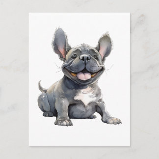 Cartão Postal Desenho engraçado do Bulldog Francês