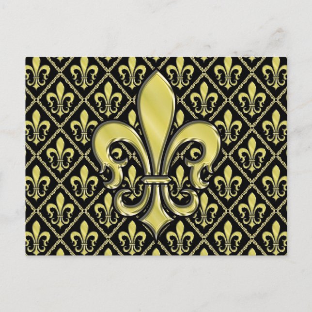 Cartão Postal Desenho Fleur de Lis de Mardi Gras fixe (Frente)