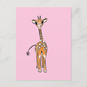 Cartão Postal Desenho girafa bonito, animais safari