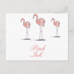 Cartão Postal Desenho Grátis Rosa Flamingos