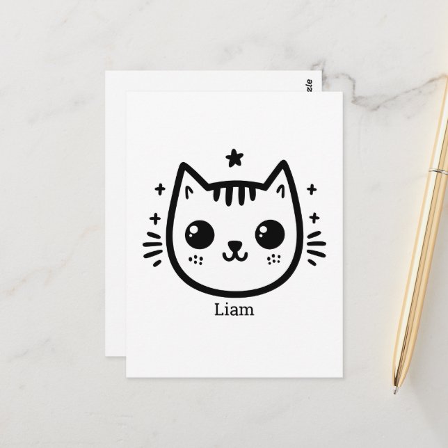 Cartão Postal Desenho infantil | Preto e Branco | Minimalista (Frente/Verso In Situ)