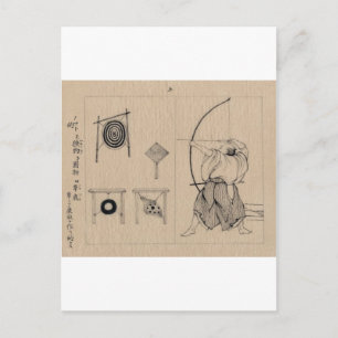 Cartão Postal Desenho japonês surpreendente do arqueiro cerca d