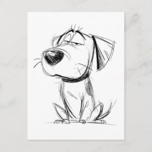 Cartão Postal Desenho mais simples. Cachorro engraçado. Cartão-p