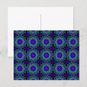 Cartão Postal Desenho Mecânico Preto Azul Roxo Verde Lima