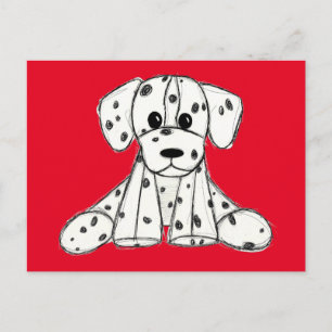 Cartão Postal Desenho simples de um cão dalmata de pelúcia em pr