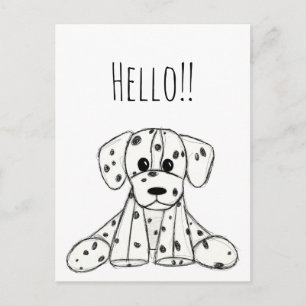 Cartão Postal Desenho simples de um cão dalmata de pelúcia em pr