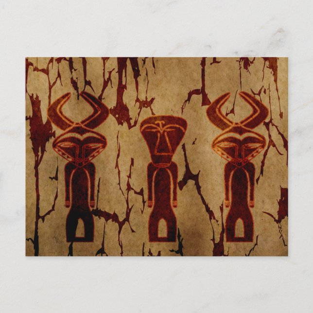 Cartão Postal Desenho tribal africano vintage abstrato (Frente)