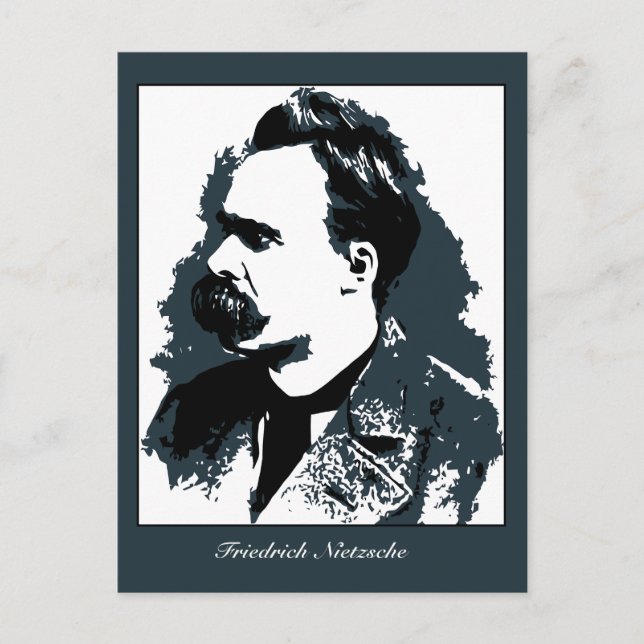 Cartão Postal desenho vetorial do retrato de Friedrich Nietzsche (Frente)