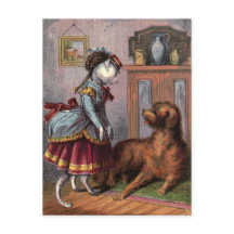 Desenho Vintage: Gato de vestido completo