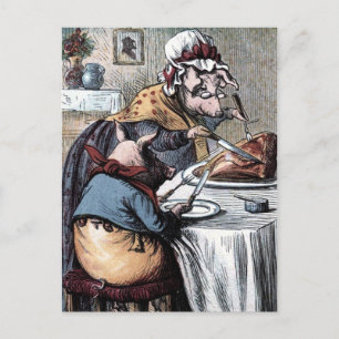 Cartão Postal Desenho Vintage: Pequeno Porquinho Comendo Pressão
