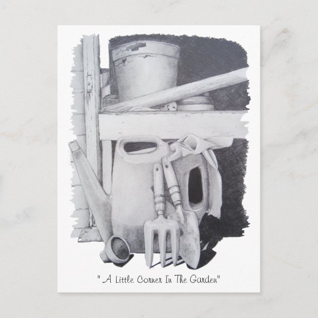 Cartão Postal desenho vitalício de ferramentas de jardim para ja (Frente)