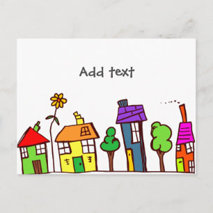 Cartão Postal Desenho Whimsic, Cidade Pequena, modelo dos EUA