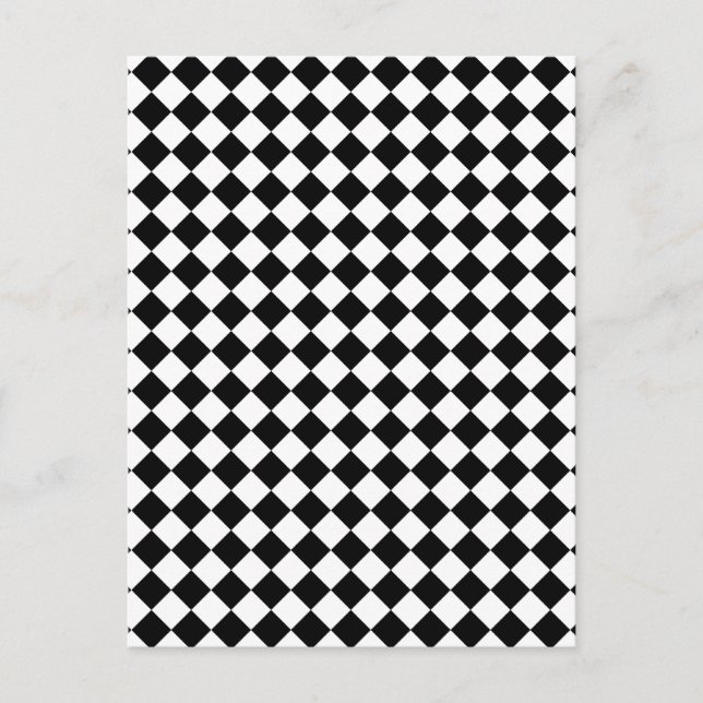 Cartão Postal Desenho xadrez preto e branco (Frente)