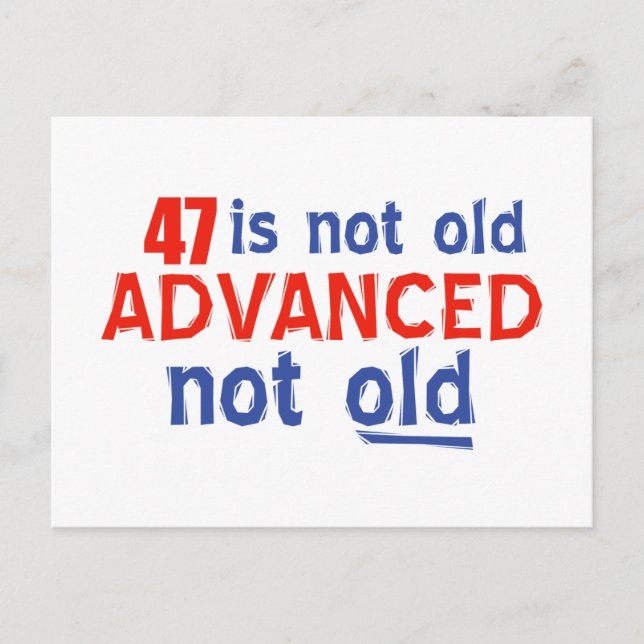 Cartão Postal desenhos de aniversário de 47 anos (Frente)