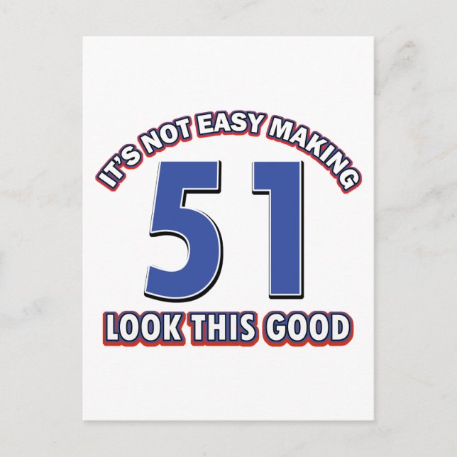 Cartão Postal desenhos de aniversário de 51 anos (Frente)