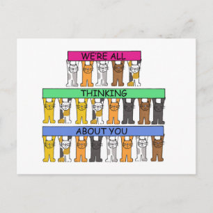 Cartão Postal Desenhos de Gatos Cartoon Todos Pensando em Você
