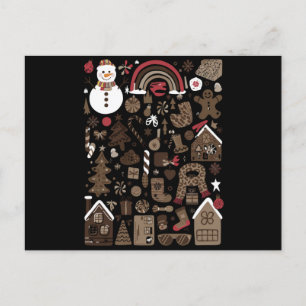 Cartão Postal Desenhos de Natal Árvores de Natal Vintage Retrô F