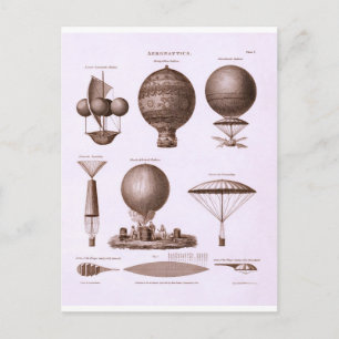 Cartão Postal Desenhos Históricos de Balões de Ar Quente Imagem