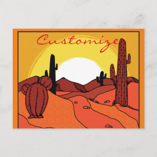 Cartão Postal Desert Cactus Sunset Thunder_Cove