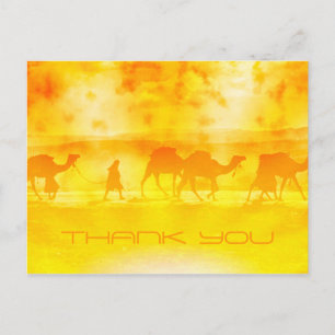 Cartão Postal Desert Camel Caravan Sunburst Obrigado Cartão-Post