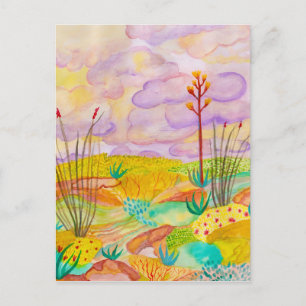 Cartão Postal Desert Dreams Watercolor Novo México PERSONALIZAD