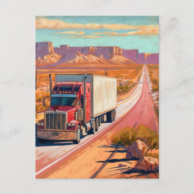 Cartão Postal Desert Trucking - Painterly Vehicle Art (Frente)
