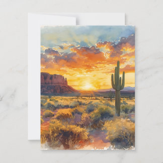 Cartão Postal Deserto do Sudoeste Mesa e Saguaro Sunset