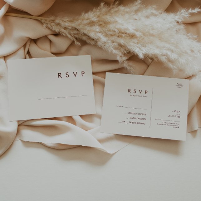 Cartão Postal Deserto Simples | RSVP de Casamento Branco Natural (Criador carregado)