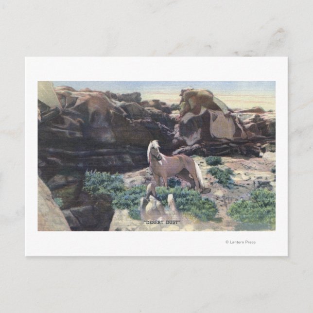 Cartão Postal Deserto Vermelho, WY - Palomino Selvagem - Stallio (Frente)
