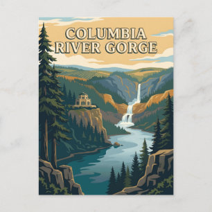 Cartão Postal Desfiladeiro do Rio Columbia Oregon Cartaz Vintage