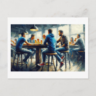 Cartão Postal Desfrutando bebidas em um bar, 